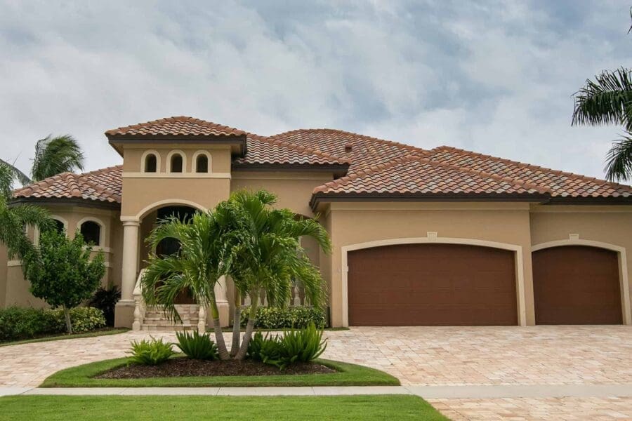 Typical private home at an affluent residential area on Marco Island, Florida.